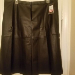 Who What Wear leather midi skirt with lace peekabo